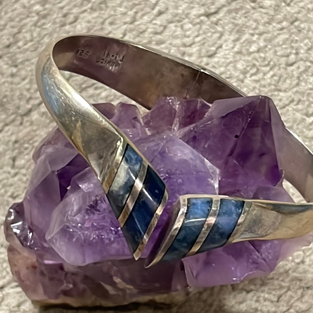 Mexico Sterling Silver/925 Bracelet With Lapis Lazuli